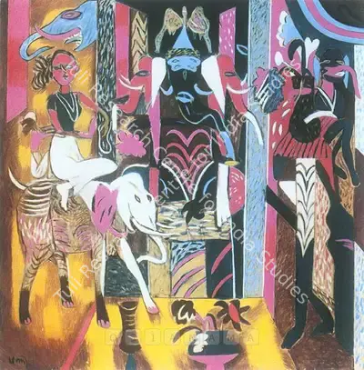 Subramanyan, K.G. (Artist). Mask, Icon, Mount, Mascot, 2000 | Painting, Sa.Onl/02.12.04, 2000