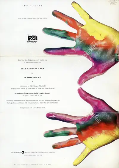 Reliance Industries Limited (Organiser), 10th Harmony Show by Dr. Karan Singh and Exhibitions by Aseema and Pratham, 2005, Group Exhibition Invitation