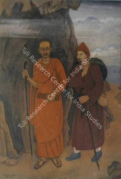 Mahindra Bhushan Gupta (Artist), Monks going to Tibet, 1939, Painting