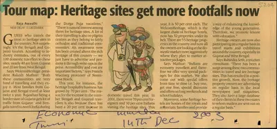 Raja Awasthi (Reporter), Tour map: Heritage sites get more Footfalls now, 2003, Newspaper Clipping