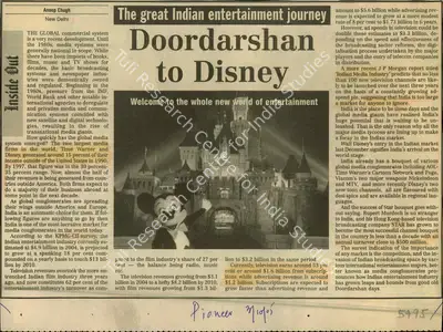 Anoop Chugh (Reporter), Doordarshan to Disney, 2005, Newspaper Clipping