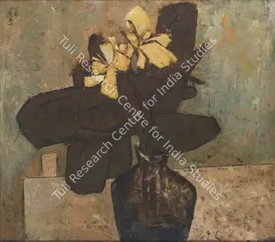 B. Prabha (Artist), Still Life With White Flowers, 1961, Painting