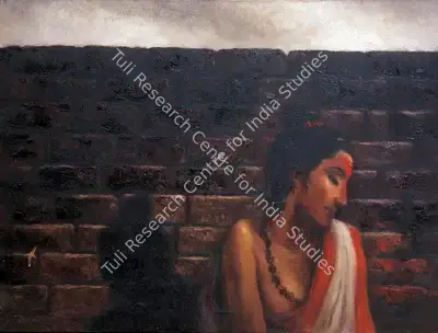 Bhattacharjee, Bikash (Artist). Woman Against Wall. Oil on canvas, 1990 | Painting | FineArts | 00371617