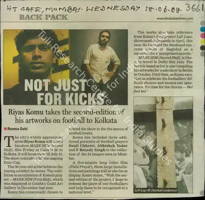 Reema Gehi (Reporter), Not Just for Kicks, 2008, Newspaper Clipping