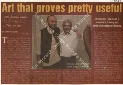 Shruti Badyal (Reporter), Art that Proves Pretty Useful, 2008, Newspaper Clipping