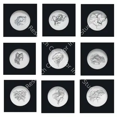 Dashrath Patel (Artist), A Set of Nine Ceramic Plates, Sculpture