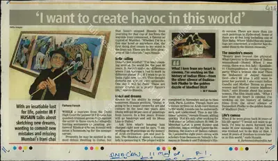 Farhana Farook (Reporter), I Want to Create Havoc in this World, 2008, Newspaper Clipping