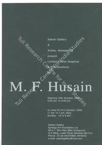 M.F. Husain (Artist), M. F. Husain, 2002, Solo Exhibition Invitation