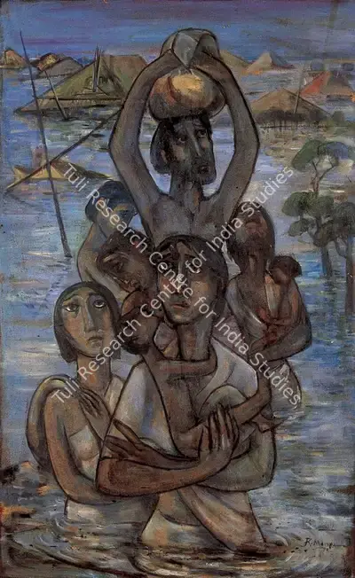 Rathin Maitra (Artist), Flood, 1970, 1978, Painting