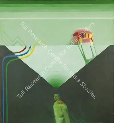 G.M. Sheikh (Artist), About Friends 3 (Composition In Green And Black), 1966, Painting