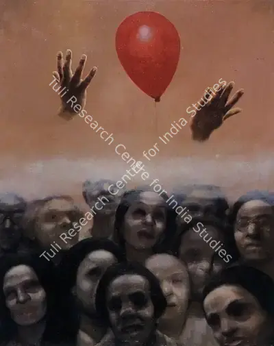 Bhattacharjee, Bikash (Artist). Red Balloon, n.d. | Painting, So.NeY/12.06.95