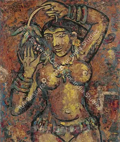 F.N. Souza (Artist), Tribal Woman, 1950, Painting