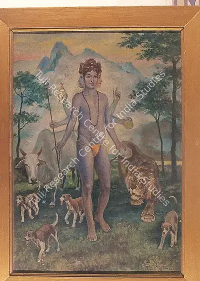 M.V. Dhurandhar (Artist), Dattatreya, Vishnu as Trinity, 1943, Painting
