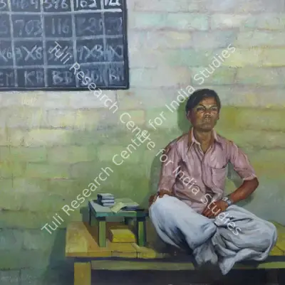 Bikash Bhattacharjee (Artist), Santu the Penciller, 1984, Painting