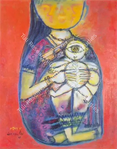 Pai, Laxman (Artist). Mother and Child. Oil on canvas, 1969 | Painting | FineArts | 00375736