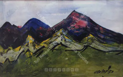 Gopal Ghose (Artist), Mountains, 1980, Painting