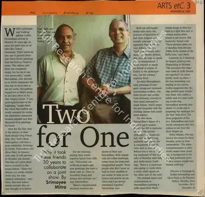 Srimoyee Mitra (Reporter), Two for One, 2005, Newspaper Clipping