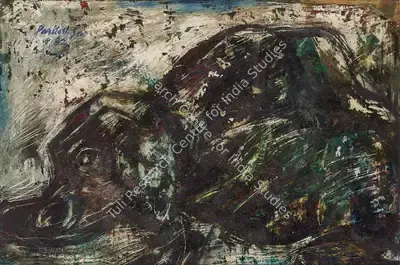 Paritosh Sen (Artist), Dog drinking, 1982, Painting