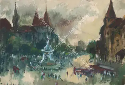 H.A. Gade (Artist), Flora Fountain, Bombay, 1945, Painting