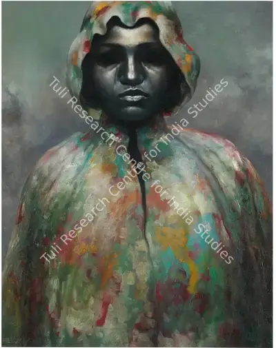 Bikash Bhattacharjee (Artist), Mrs. J in Rain, 1978, Painting