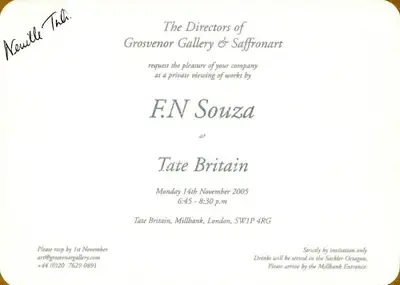 F.N. Souza (Artist), Works by F.N Souza, 2005, Solo Exhibition Invitation