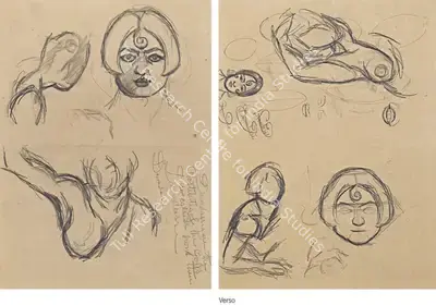 Amrita Sher-Gil (Artist), Devdasi, 1930, Drawing