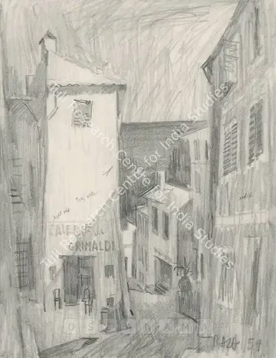 S.H. Raza (Artist), Untitled, 1954, Drawing