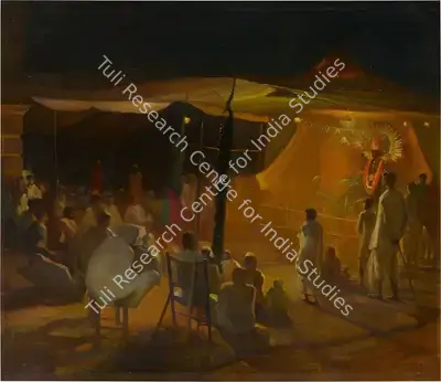 Prokash Karmakar (Artist), Village Kali Puja, 1938, Painting