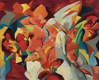 Jehangir Sabavala (Artist), Canna-heads and Swan, 1957, Painting