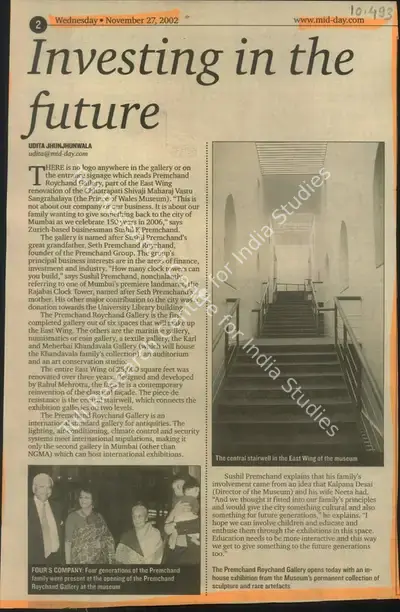Udita Jhunjhunwala (Reporter), Investing in the Future, 2002, Newspaper Clipping