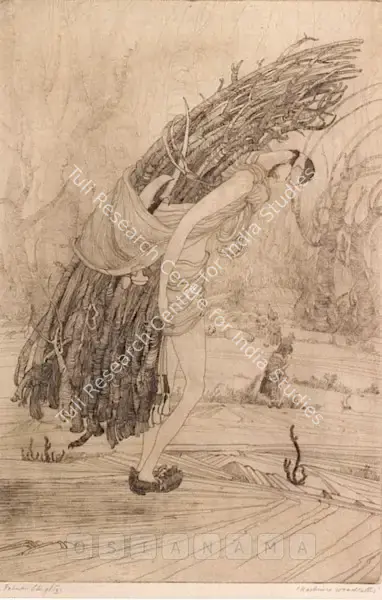 M.A.R. Chughtai (Artist), Kashmiri Woodcutter, Graphic Art