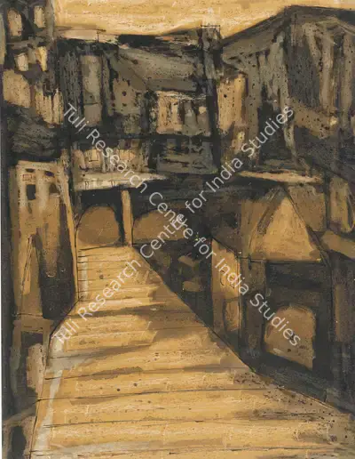 Ramkumar (Artist), Untitled (Benares Ghats), 1960, Drawing