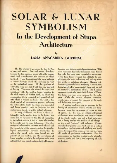 Lama Anagarika Govinda (Essayist), Solar & Lunar Symbolism, 1950, Essay