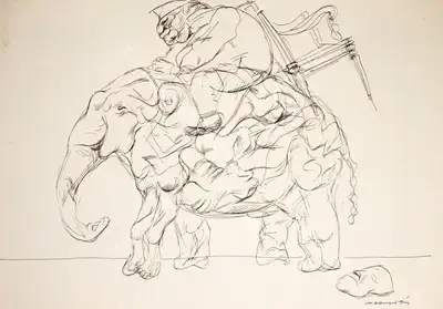 A. Ramachandran (Artist), Untitled (Elephant), 1976, Painting