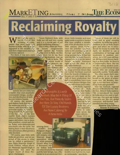 Nandini Sengupta (Reporter), Recliaming Royalty, 2005, Newspaper Clipping