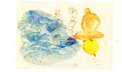 Nalini Malani (Artist), Man In Top Of Balloon, Painting