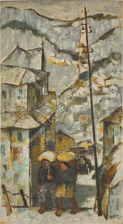 K.K. Hebbar (Artist), Landscape in Winter, 1962, Painting