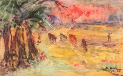 Gobardhan Ash (Artist), Cow Herd, 1983, Painting