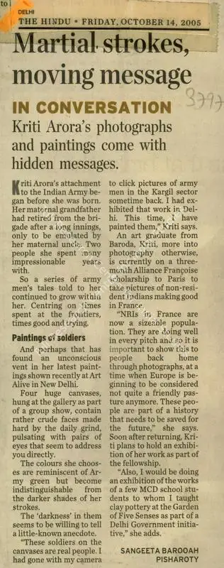Sangeeta Barooah Pisharoty (Reporter), Martial Strokes, Moving Message, 2005, Newspaper Clipping