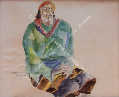 K. Laxma Goud (Artist), Seated Man, Painting