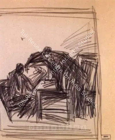 Sadequain (Artist), Three Studies For The 1966 L' Etranger Limited Edition Publication By Albert Camus, 1961, Drawing