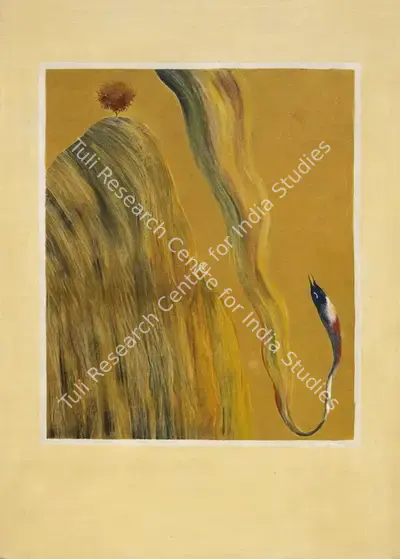 J. Swaminathan (Artist), Bird Tree Mountain, 1980, Painting