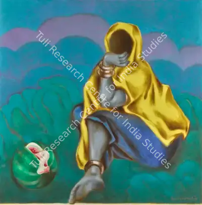 A. Ramachandran (Artist), Untitled (Woman with Watermelon), 1978, Painting