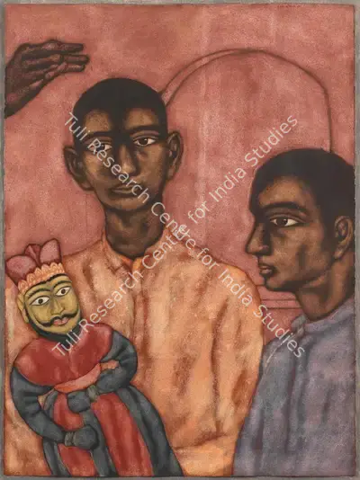 Shanti Panchal (Artist), Untitled (Children with Puppet), Painting