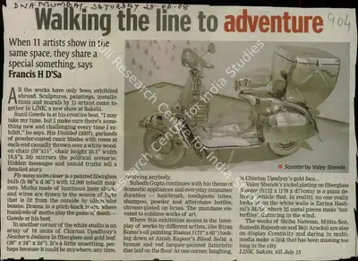 Francis H. D'Souza (Reporter), Walking the Line to Adventure, 2008, Newspaper Clipping