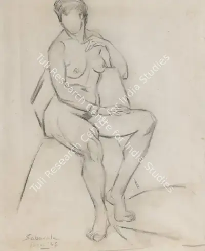 Jehangir Sabavala (Artist), Untitled, 1948, Drawing & Sketch