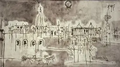 Reddeppa Naidu (Artist), Cathedral, 1963, Painting
