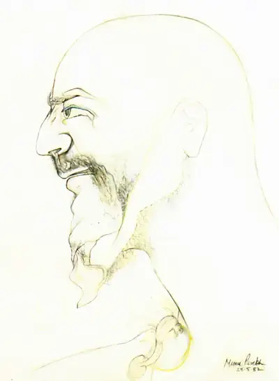 Manu Parekh (Artist), Head I, 1982, Painting