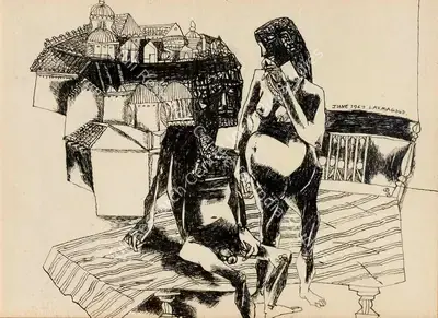 K. Laxma Goud (Artist), Untitled, 1967, Drawing