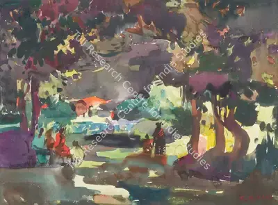 S.H. Raza (Artist), In a Forest, 1945, Painting